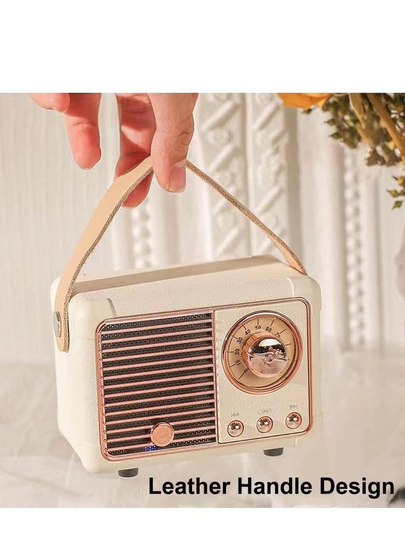 Generic - Retro Bluetooth Speaker Mini Wireless Speaker,Outdoor Portable Bluetooth Speaker with Crystal Clear Stereo Sound Rich Bass,Mini Retro Speaker for iPhone,Android Devices and Tablet(White) - Image 1