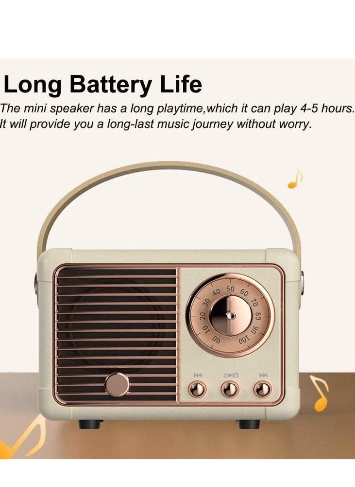 Generic - Retro Bluetooth Speaker Mini Wireless Speaker,Outdoor Portable Bluetooth Speaker with Crystal Clear Stereo Sound Rich Bass,Mini Retro Speaker for iPhone,Android Devices and Tablet(White) - Image 1