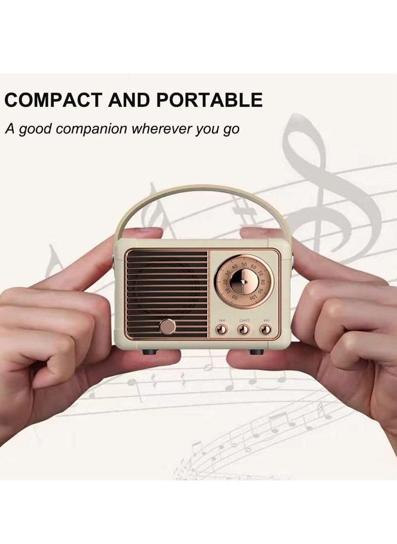 Generic - Retro Bluetooth Speaker Mini Wireless Speaker,Outdoor Portable Bluetooth Speaker with Crystal Clear Stereo Sound Rich Bass,Mini Retro Speaker for iPhone,Android Devices and Tablet(White) - Image 1
