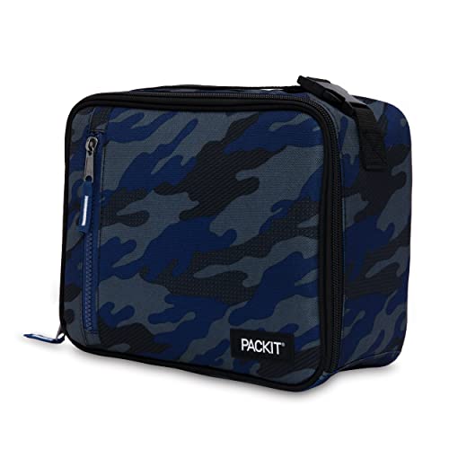 PackIt Freezable Classic Lunch Box, Sporty Camo Charcoal Navy, Built with EcoFreeze Technology, Collapsible, Reusable, Zip Closure With Zip Front Pocket and Buckle Handle, Desgined for Lunches - Image 2