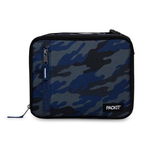 PackIt Freezable Classic Lunch Box, Sporty Camo Charcoal Navy, Built with EcoFreeze Technology, Collapsible, Reusable, Zip Closure With Zip Front Pocket and Buckle Handle, Desgined for Lunches - Image 4