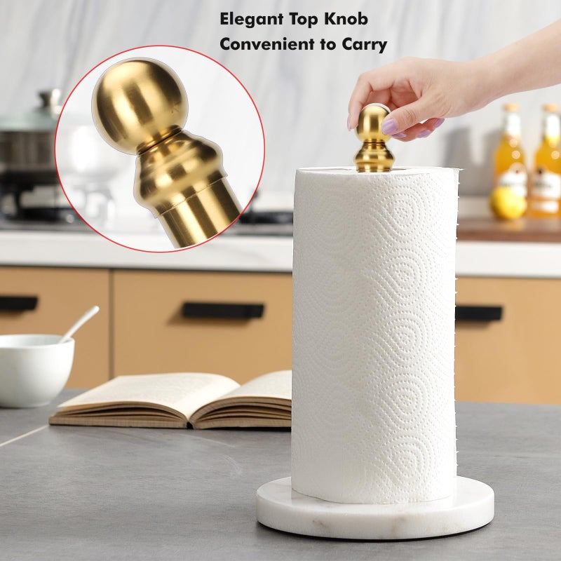 Exilon Gold Paper Towel Holder Countertop, Standing Paper Towel Roll Holder for Kitchen Bathroom, with Weighted Base for One-Handed Operation - Image 4