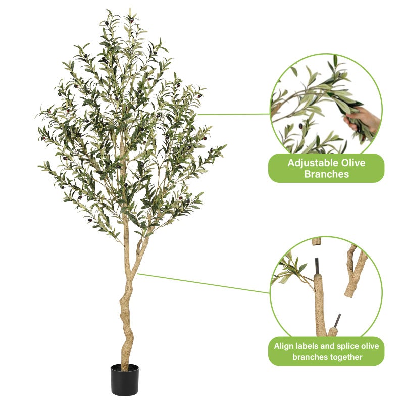 Realead 6ft Faux Olive Tree, Tall Olive Tree Plants, Fake Potted Olive Silk Tree, Artificial Olive Trees for Modern Home Office Living Room Floor Decor Indoor - Image 5