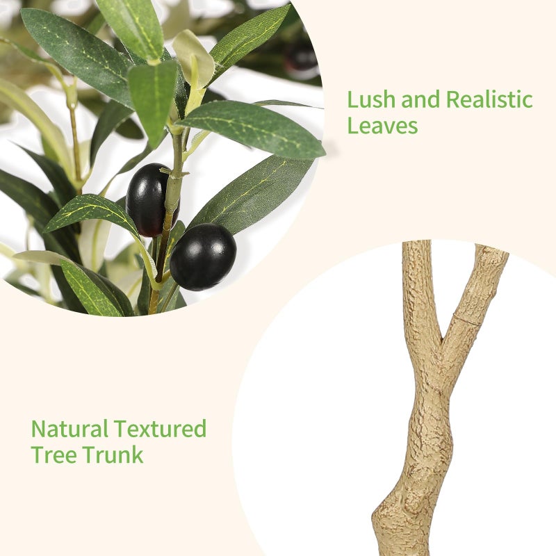 Realead 6ft Faux Olive Tree, Tall Olive Tree Plants, Fake Potted Olive Silk Tree, Artificial Olive Trees for Modern Home Office Living Room Floor Decor Indoor - Image 4