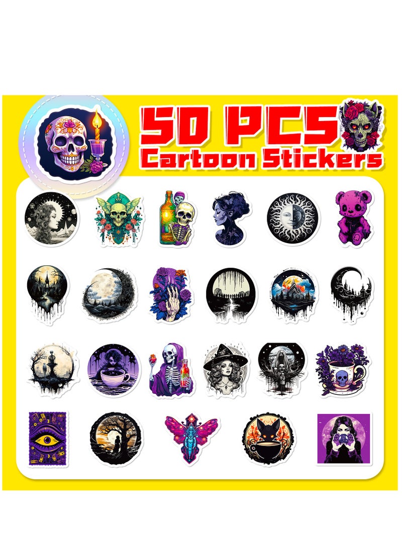 Y&D 50-Piece Stickers Of Human Skeleton Cool Skull Water Bottle Waterproof Sticker Laptop Skateboard Snowboard For Children Toys Stickers  - Image 3