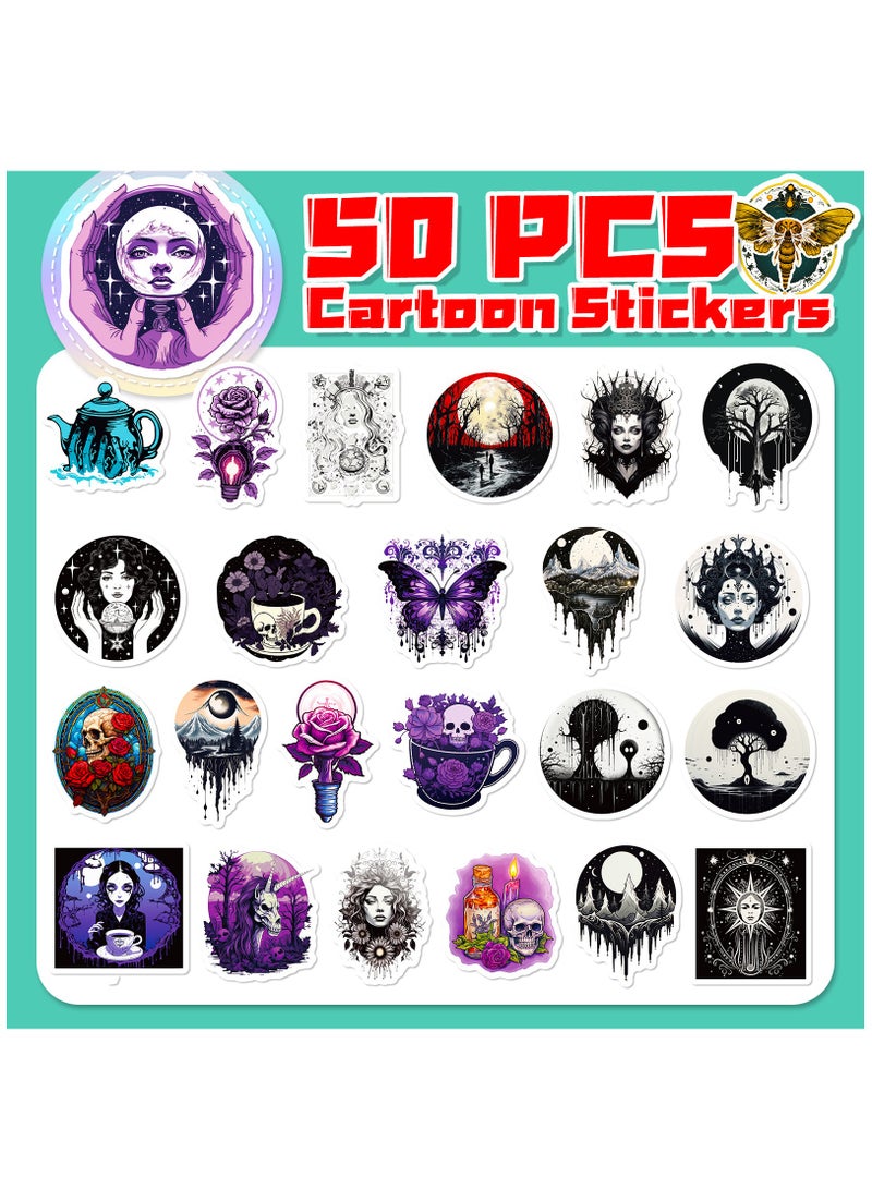 Y&D 50-Piece Stickers Of Human Skeleton Cool Skull Water Bottle Waterproof Sticker Laptop Skateboard Snowboard For Children Toys Stickers  - Image 4