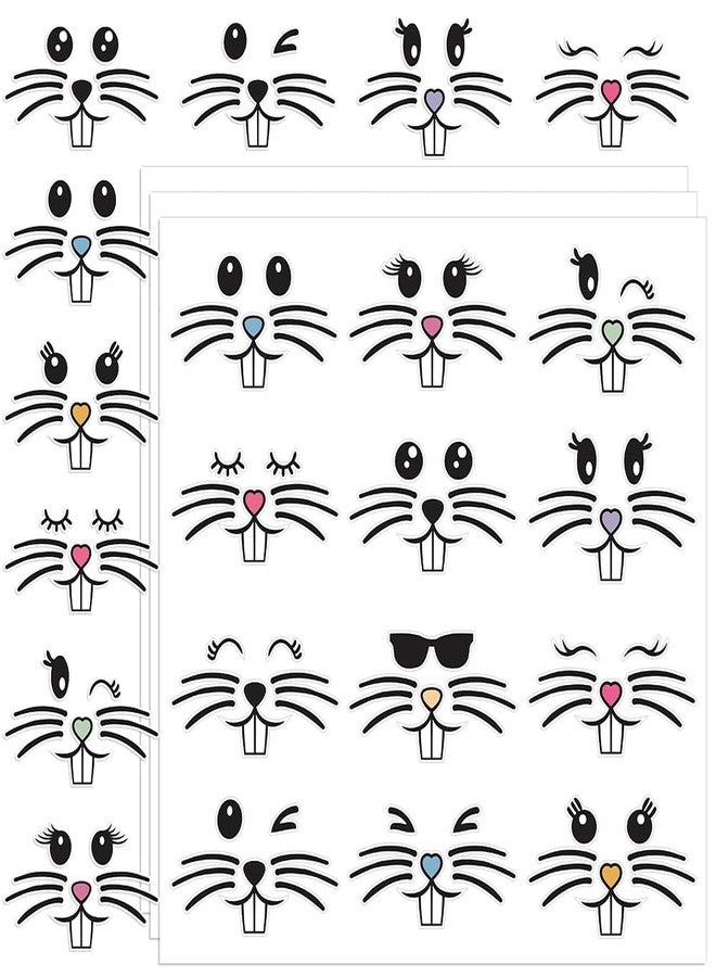 BAISDY 72Pcs Easter Bunny Face Sticker, Rabbit Face Vinyl Decals for Easter Party Decorations - Image 1
