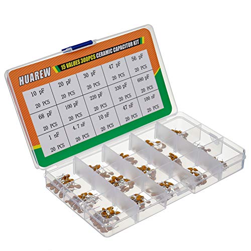 HUAREW 15 Values 300 Pcs Ceramic Capacitor 10~680 pF and 1~100 nF Assortment Kit - Image 2