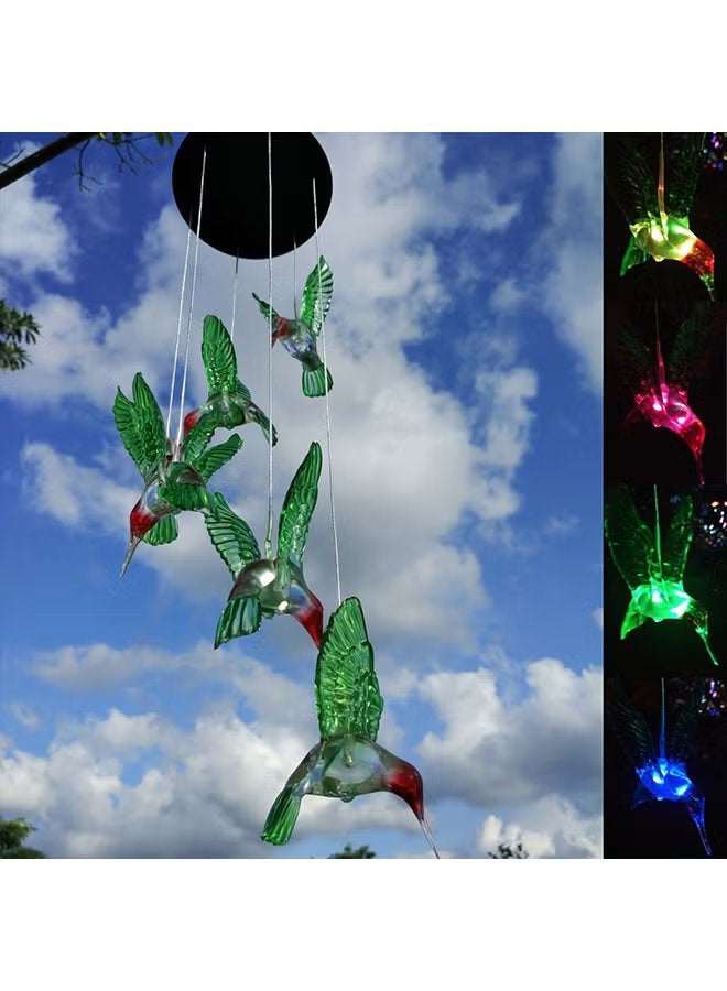 Solar Lights Outdoor, Hummingbird Solar LED Wind Chimes,Color Changing Solar Power Wind Chime Spiral Spinner,Birthday Gifts for Mom - Image 2