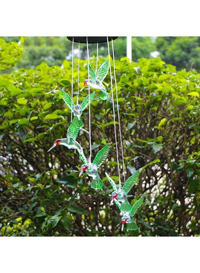 Solar Lights Outdoor, Hummingbird Solar LED Wind Chimes,Color Changing Solar Power Wind Chime Spiral Spinner,Birthday Gifts for Mom - Image 4
