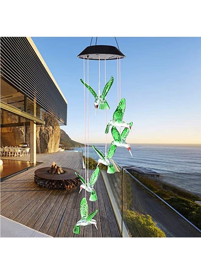Solar Lights Outdoor, Hummingbird Solar LED Wind Chimes,Color Changing Solar Power Wind Chime Spiral Spinner,Birthday Gifts for Mom - Image 3