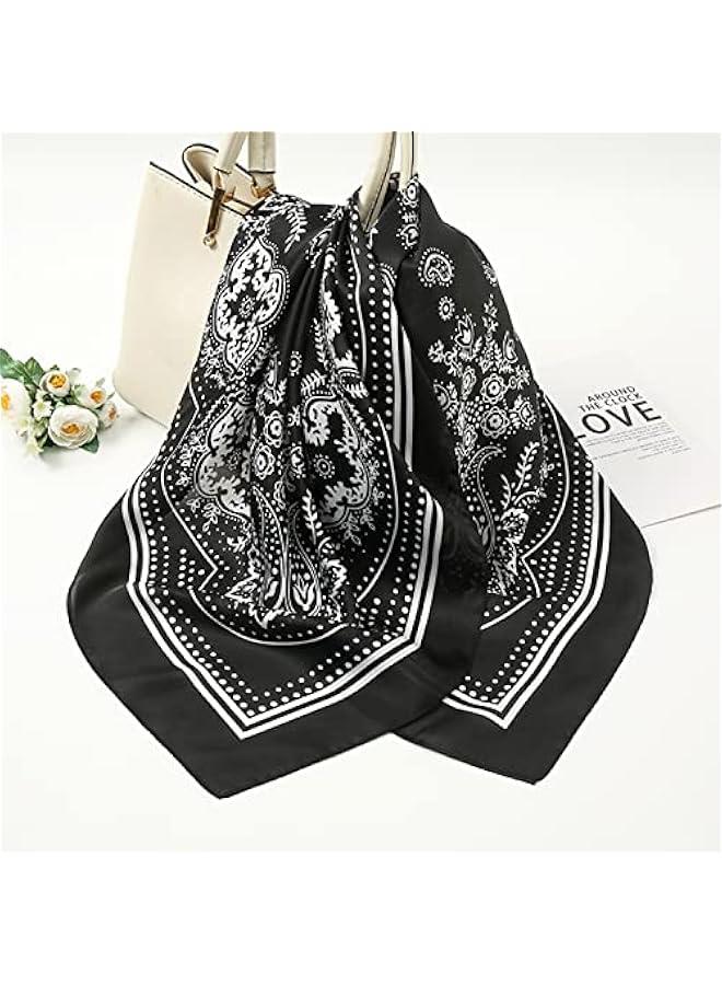 Arabest 27.5 Inches Silk Head Scarf for Women Men Vintage Bandanas Satin Hair Scarf Silk Wrap Neck Square Scarves VL9549 - Image 3
