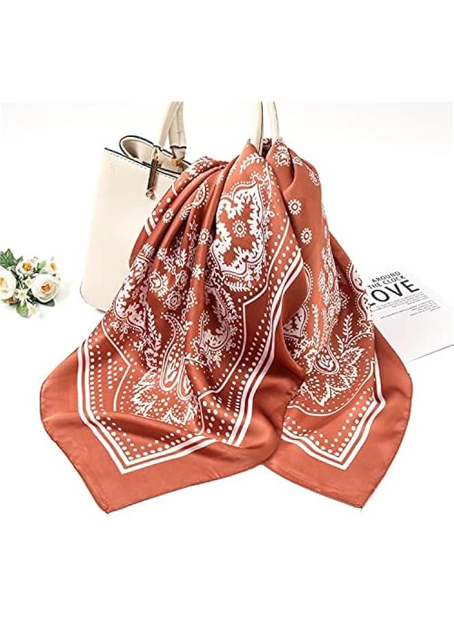 Arabest 27.5 Inches Silk Head Scarf for Women Men Vintage Bandanas Satin Hair Scarf Silk Wrap Neck Square Scarves VL9549 - Image 4