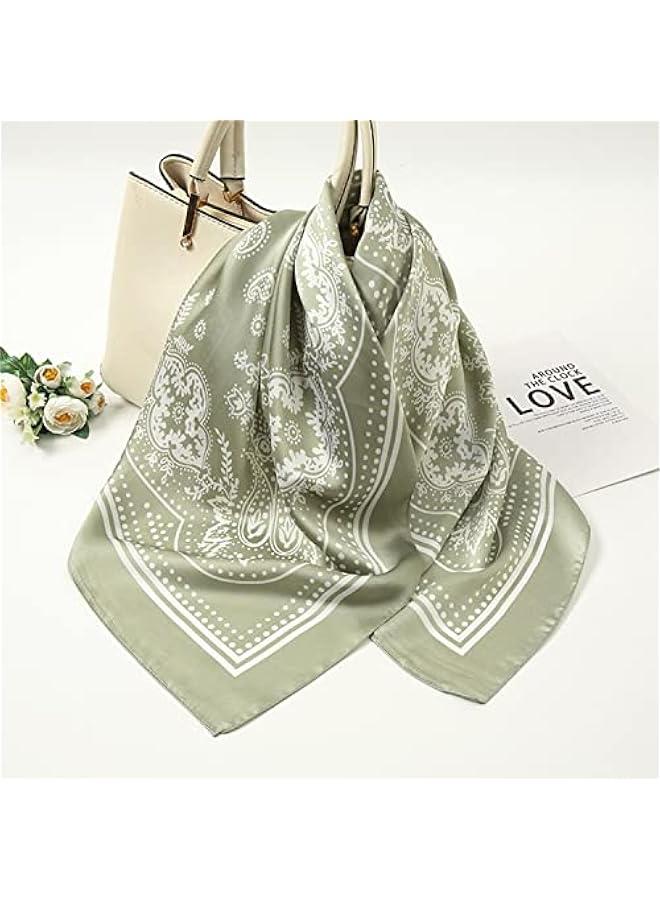 Arabest 27.5 Inches Silk Head Scarf for Women Men Vintage Bandanas Satin Hair Scarf Silk Wrap Neck Square Scarves VL9549 - Image 5