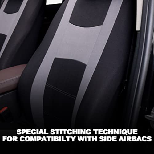zipelo 9PCS Car Seat Covers Full Set, Front Seat Covers with Matching Back Seat Cover for Cars, PolyCloth Car Seat Protectors with Split Bench Design, Car Interior Accessories for Most Cars (Gray) - Image 3