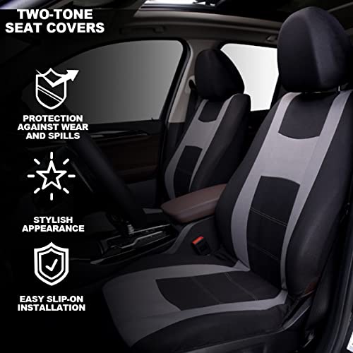 zipelo 9PCS Car Seat Covers Full Set, Front Seat Covers with Matching Back Seat Cover for Cars, PolyCloth Car Seat Protectors with Split Bench Design, Car Interior Accessories for Most Cars (Gray) - Image 2
