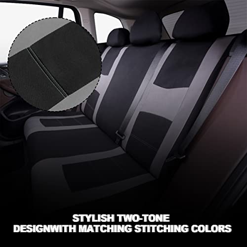 zipelo 9PCS Car Seat Covers Full Set, Front Seat Covers with Matching Back Seat Cover for Cars, PolyCloth Car Seat Protectors with Split Bench Design, Car Interior Accessories for Most Cars (Gray) - Image 5