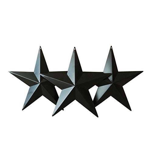 CVHOMEDECO. CVHOMEDECO Country Rustic Antique Vintage Gifts Metal Barn Star WallDoor Decor 8Inch Set of 3 Matt Black 