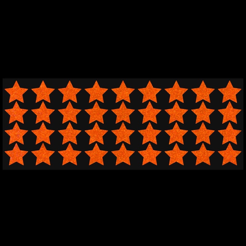 LiteMark Reflective Orange 1 Inch Stars Sticker Decals for Helmets, Bicycles, Strollers, Wheelchairs and More - Pack of 36 - Image 2