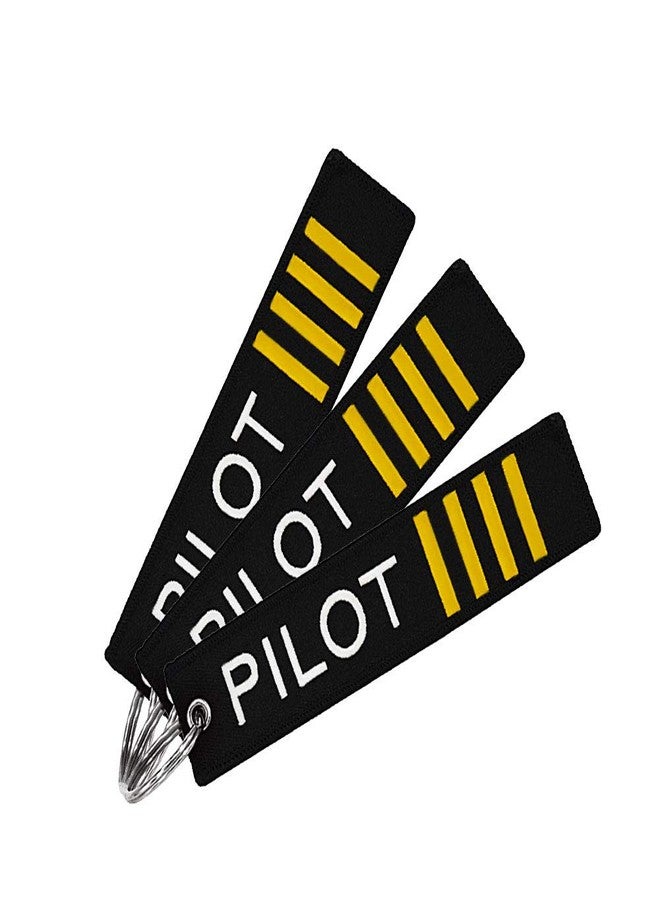 MELIFE Pilot Keychain Tag with Key Ring, 3 Pack Flag Keychain for Motorcycles, Scooters, Cars, Gifts and more-Pilot - Image 1