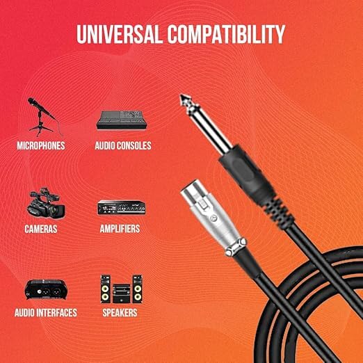 Audio Array AC-3XL Mic Cable 6.35mm Jack Male to XLR 3PIN Female Cord Wire | Microphone/Guitar Cable | Black, 1pc Pack (3 Meter/10 Feet) - Image 4