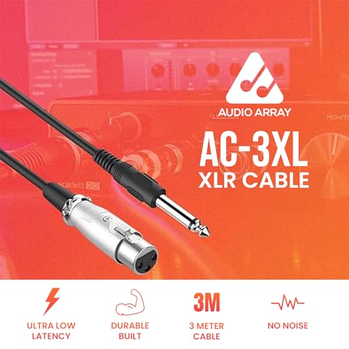 Audio Array AC-3XL Mic Cable 6.35mm Jack Male to XLR 3PIN Female Cord Wire | Microphone/Guitar Cable | Black, 1pc Pack (3 Meter/10 Feet) - Image 2