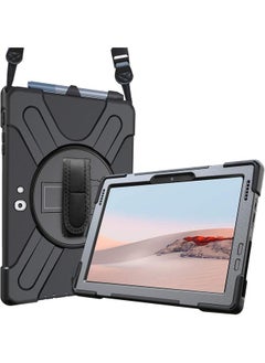 Procases Shockproof Protective Case For Microsoft Surface Go 4 3 2 Surface Go 2023 2021 2020 2018 360 Degree Rotation Hybrid Rugged Heavy Duty Cover With Kickstand Hand Strap Shoulder Belt –Black  - Image 1