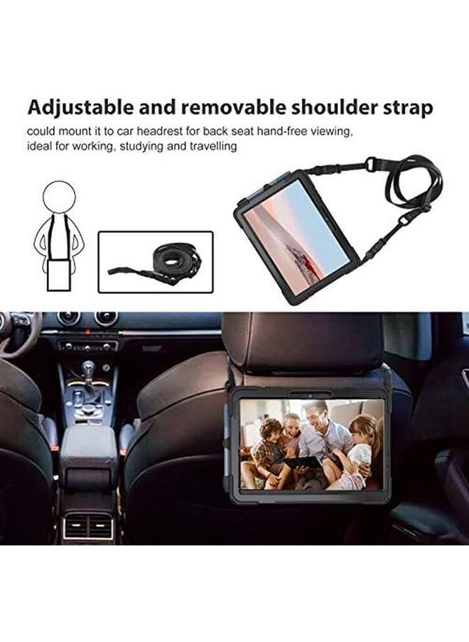 Procases - Shockproof Protective Case For Microsoft Surface Go 4 3 2 Surface Go 2023 2021 2020 2018 360 Degree Rotation Hybrid Rugged Heavy Duty Cover With Kickstand Hand Strap Shoulder Belt –Black - Image 1