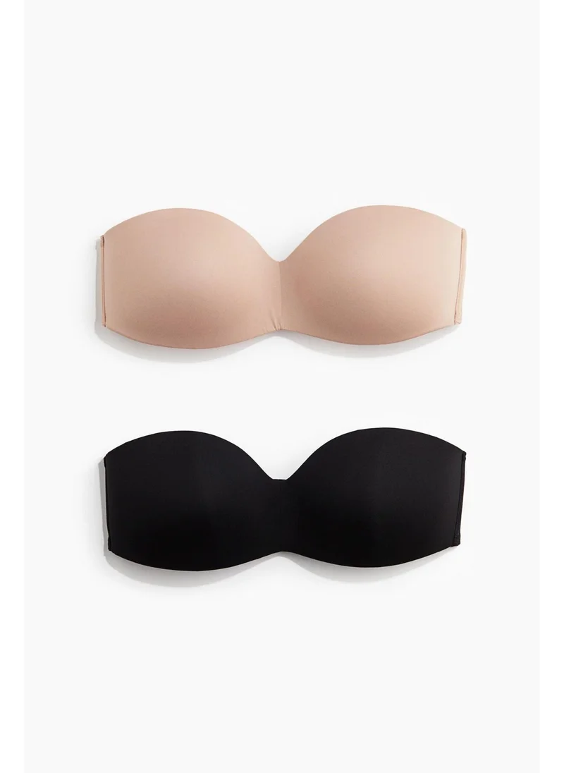 H&M 2-pack padded microfibre bandeau bras