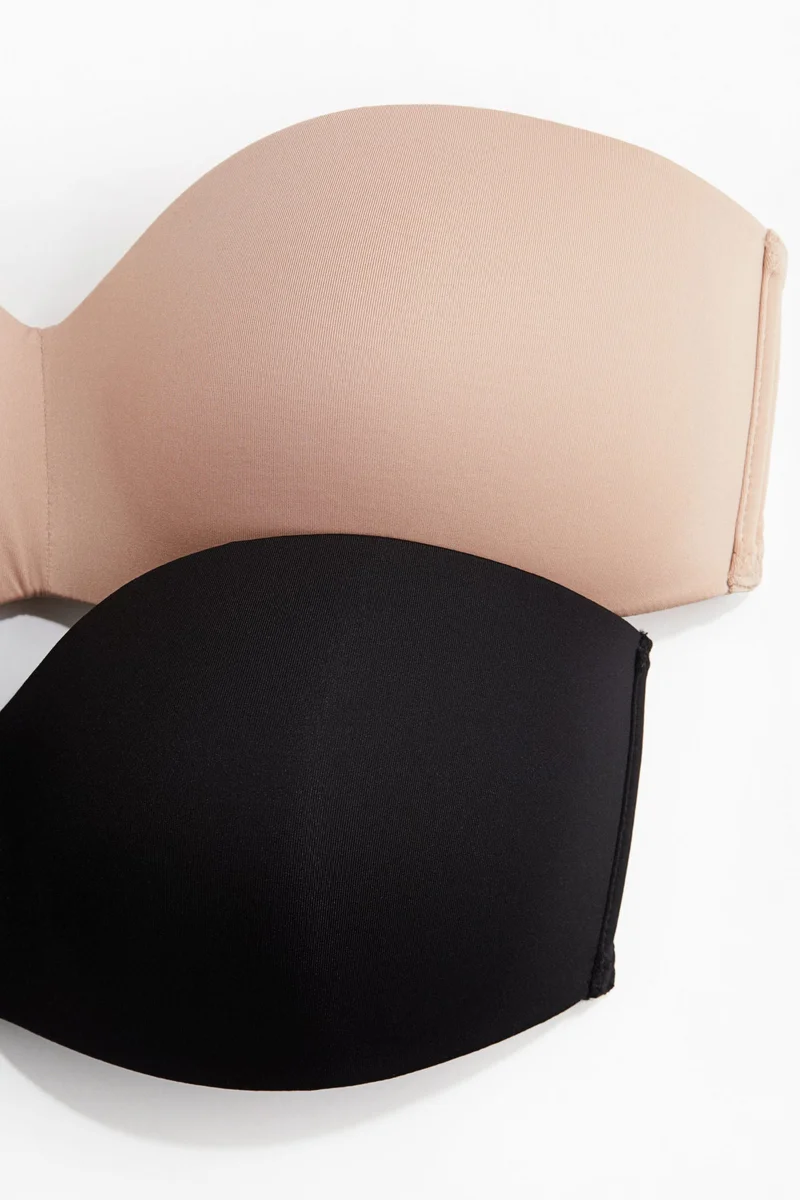 H&M 2-pack padded microfibre bandeau bras