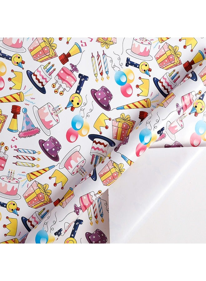 Zeemey 3 rolls,Birthday Wrapping Paper Roll - Colorful Gift Wrapping Paper with Star Balloon Cartoon Pattern - Gift Wrap Paper for Birthday Party Baby Shower - Great for Kids Girls Boys - 17x118Inch Per Roll(43*300cm) - Image 4