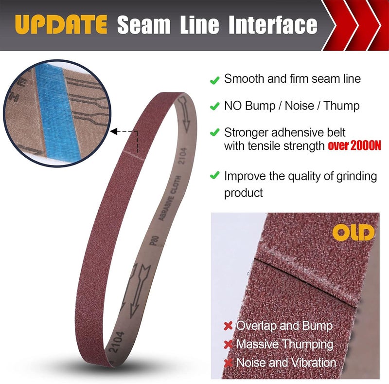 BOSHCRAFT (12PCS) 1×30 Inch Sanding Belt, Sanding Paper 60/80/120/180/240/400 Grits Assortment Aluminum Oxide Sanding Belts for Belt Sander Premium Knife Sharpening Woodworking Metal Polishing - Image 2