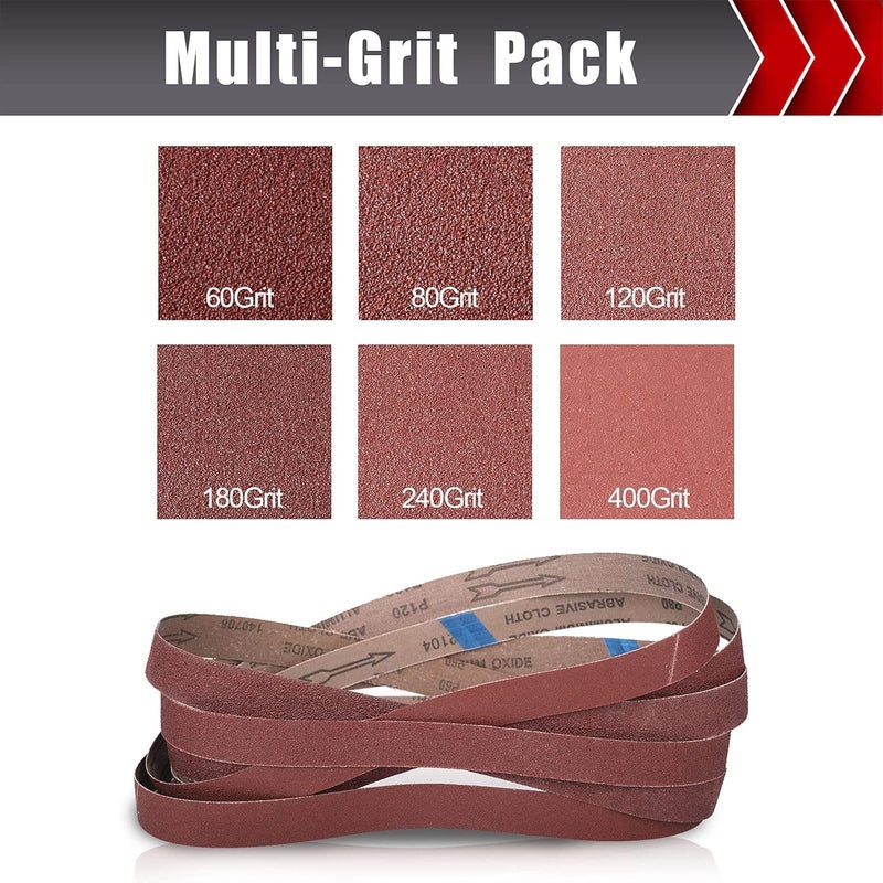 BOSHCRAFT (12PCS) 1×30 Inch Sanding Belt, Sanding Paper 60/80/120/180/240/400 Grits Assortment Aluminum Oxide Sanding Belts for Belt Sander Premium Knife Sharpening Woodworking Metal Polishing - Image 5