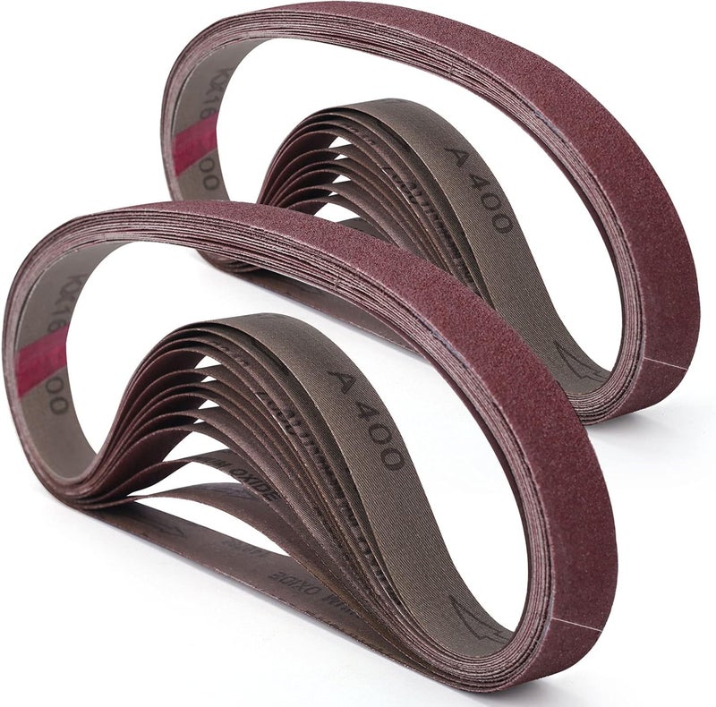 BOSHCRAFT (12PCS) 1×30 Inch Sanding Belt, Sanding Paper 60/80/120/180/240/400 Grits Assortment Aluminum Oxide Sanding Belts for Belt Sander Premium Knife Sharpening Woodworking Metal Polishing - Image 1