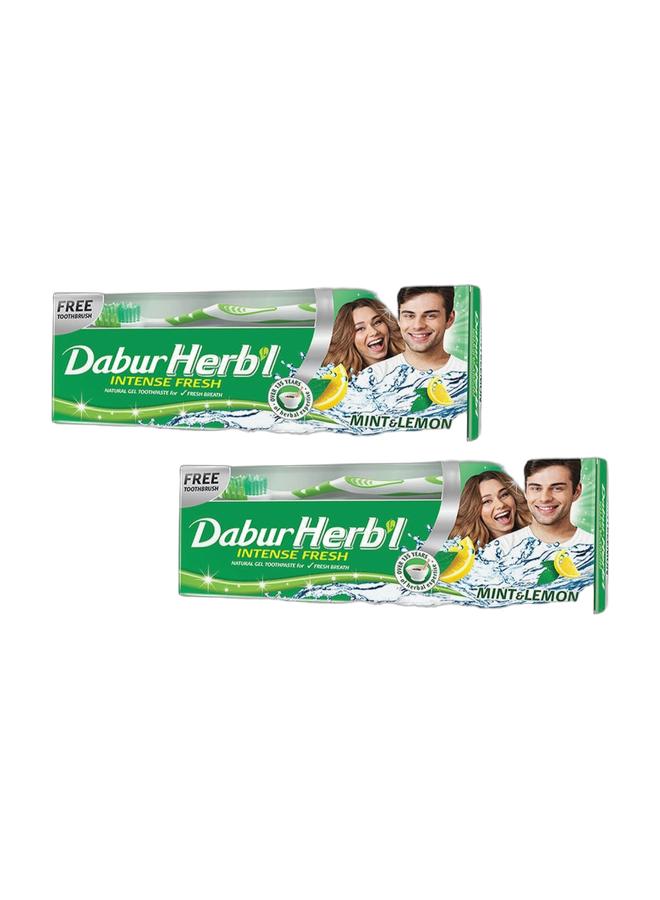 دابر معجون اسنان بالنعناع واليمون 140جم + فرشه هديه (قطعتين) - Image 1