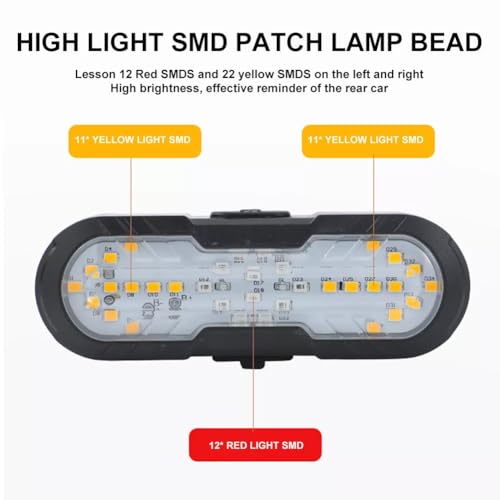 Linist Bicycle Tail Light with Turn Signals & Brake Light | USB Rechargeable Rear Bike Light with Wireless Remote Control & 120dB Tweeter | Waterproof Cycling Safety Warning Light for Night Riding - Image 5