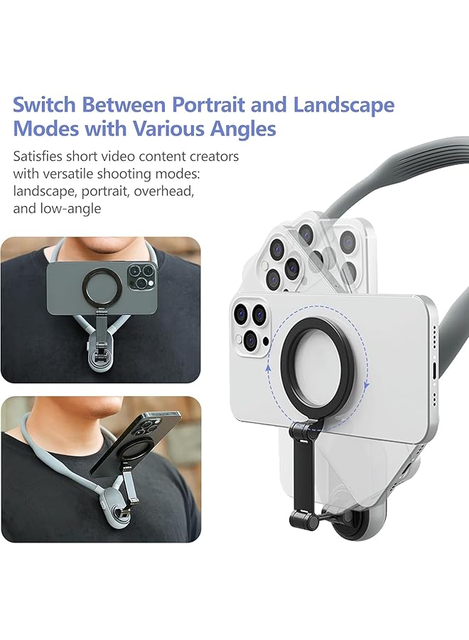 KASTWAVE Neck Phone Holder With Mount For Gopro And Universal Phone Clip, 3In1 Magnetic Hand Free Chest Stand Tripod Handfree Vlog Pov Recording - Image 4
