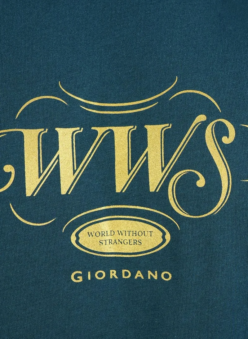 GIORDANO  Men's Slim Fit Cotton Jersey Crew Neck Print Tee | WWS Graphic for Men | Best Price UAE