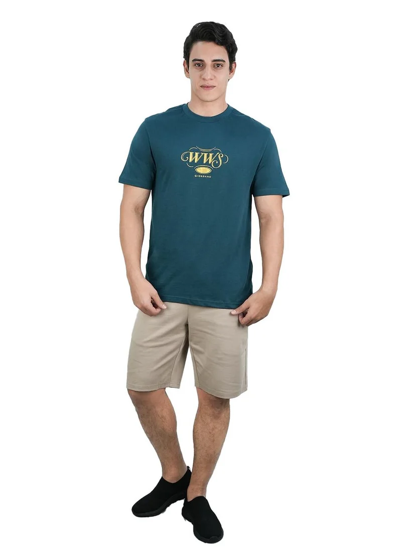 GIORDANO  Men's Slim Fit Cotton Jersey Crew Neck Print Tee | WWS Graphic for Men | Best Price UAE
