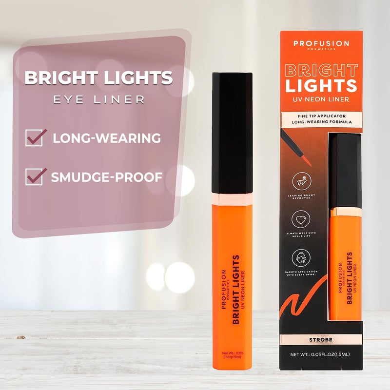 Profusion Cosmetics Bright Lights UV Neon & Pastel Eyeliner â€“ Smudge-Proof, Long-Wearing Eye Liner with Precise Retractable Tip, Waterproof & Budge-Proof Eye Makeup (Strobe) - Image 4