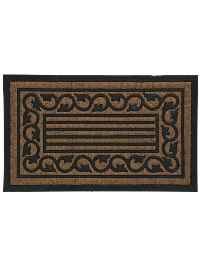 Rectangular Shaped Rubber And Coir Wrought Pan Door Mat Black And Brown 45 X 75Cm