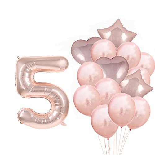 ZSNWGZ Sweet 5th Birthday Decorations Party Supplies,Rose Gold Number 5 Balloons,5th Foil Mylar Balloons Latex Balloon Decoration,Great 5th Birthday for Girls,Women,Men,Photo Props - Image 1