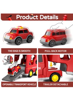 Excefore Fire Toys for 3 4 5 6 Years Old Boys Girls - 7 in 1 Carrier Truck Transport for Toddlers 1-3, Friction Power Vehicles for Kids 3-5, Birthday Gifts for Boys & Girls 3-5 Years Old  - Image 5