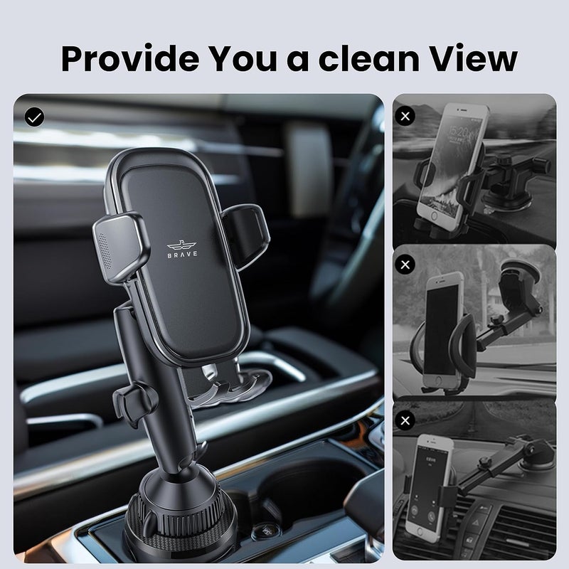 Brave Car Phone Holder for Car Cup Adjustable Car Cup Phone Holder Car Mount for Mobile Car Mobile Phone Holder Stand Compatible For iPhone 15 Pro Max, Samsung Galaxy S23 ultra (BHl-49) - Image 2