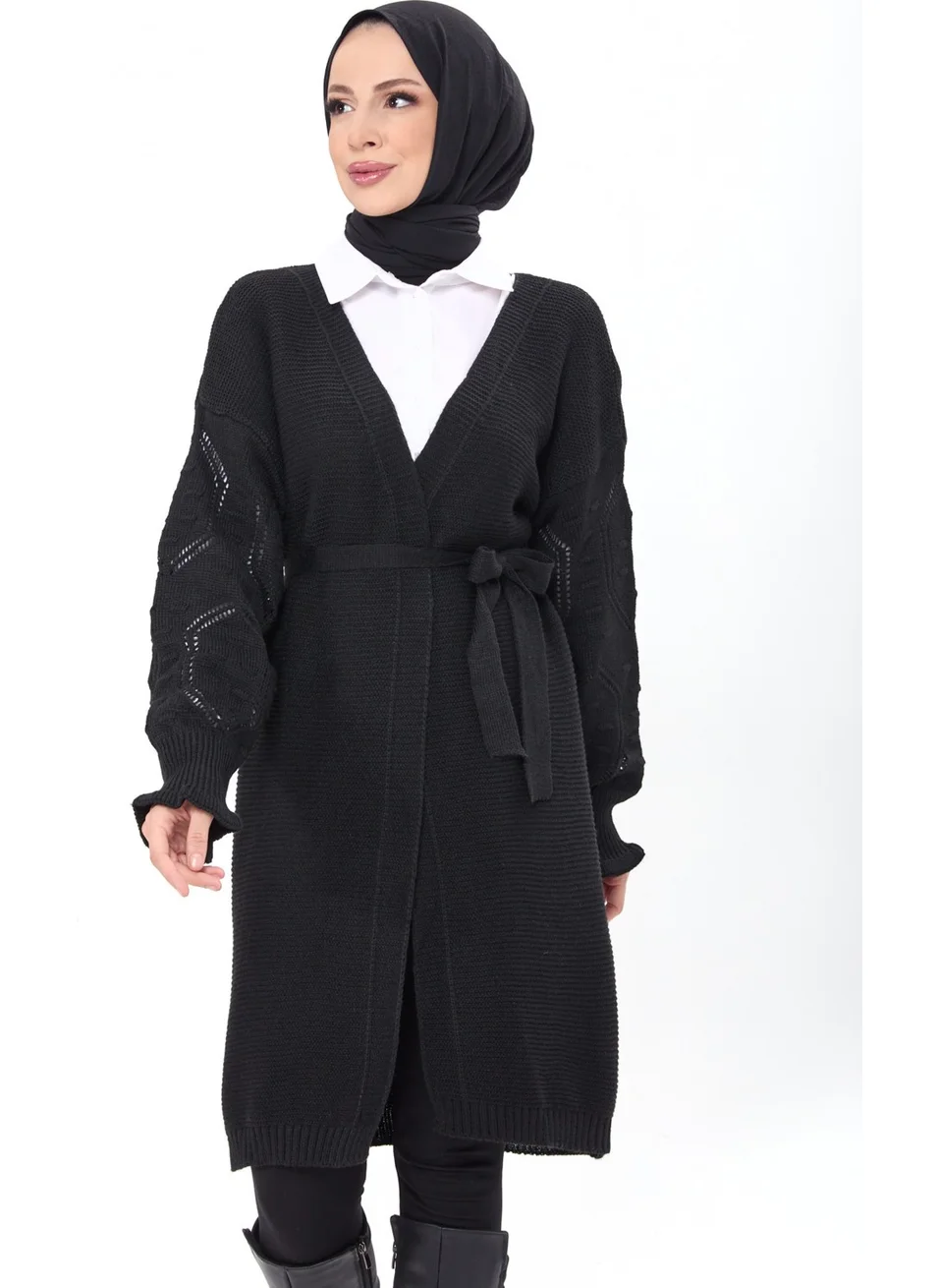 Tofisa 23920-BLACK Knitted Cardigan