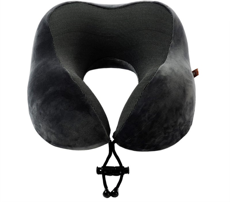 Makimoo Memory Foam Travel Pillow with 360-Degree Head Support - Grey - Image 2