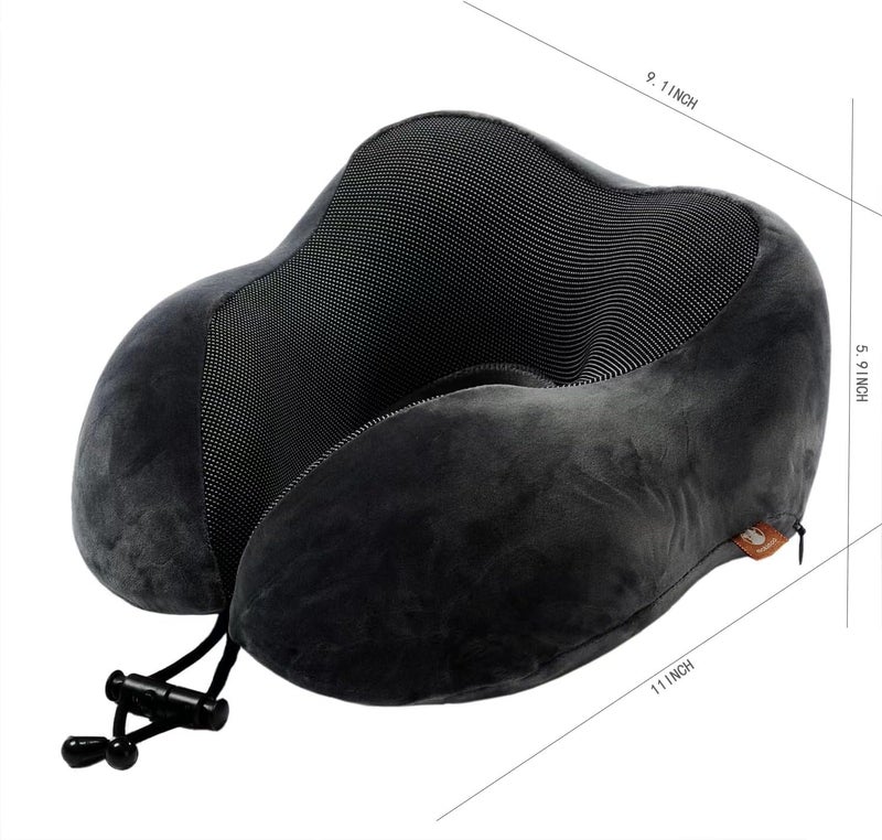 Makimoo Memory Foam Travel Pillow with 360-Degree Head Support - Grey - Image 4