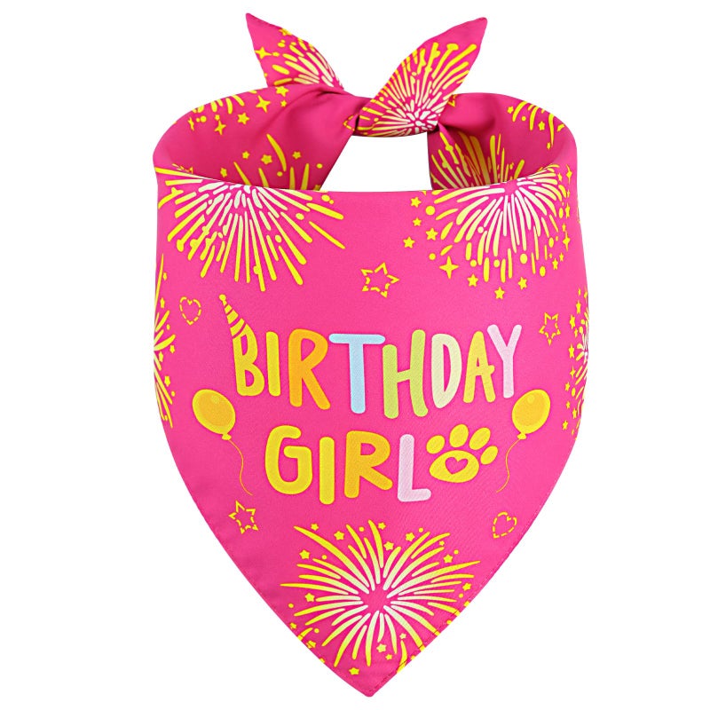 Agroon Dog Birthday Bandana Girl Pink Large 1PCS, Durable Triangle Reversible Scarf Bibs Handkerchief for Puppy Pet - Image 1