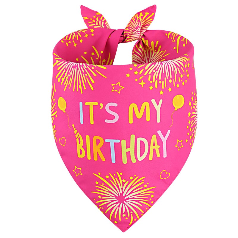 Agroon Dog Birthday Bandana Girl Pink Large 1PCS, Durable Triangle Reversible Scarf Bibs Handkerchief for Puppy Pet - Image 2