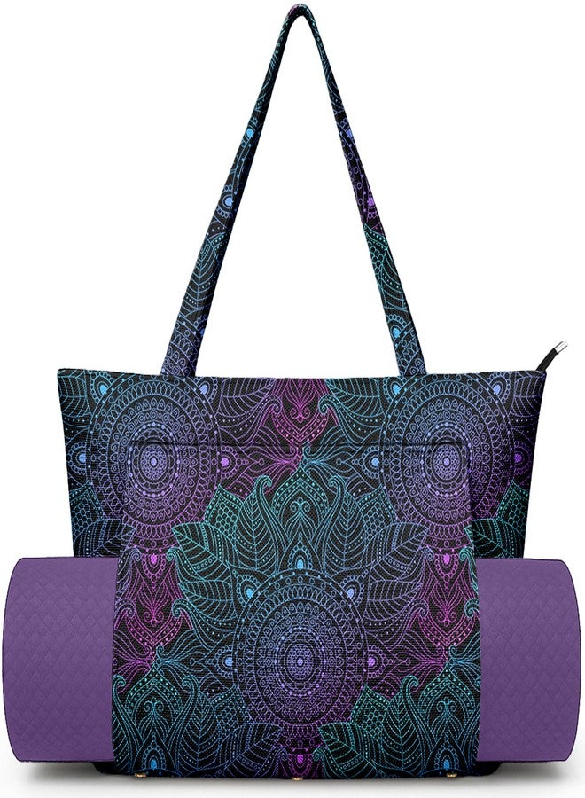 Adalore Yoga Bag for Women, Large Canvas Yoga Mat Tote Bag with Yoga Mat Carrier - Large Mat Pocket Fitness Tote for Pilates, Gym, Travel, Office & Beach - Image 1
